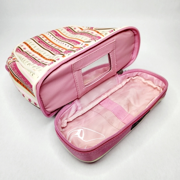 Vintage Caboodles Pink Striped Mini Backpack 80s 90s Makeup Bag - Picture 5 of 9